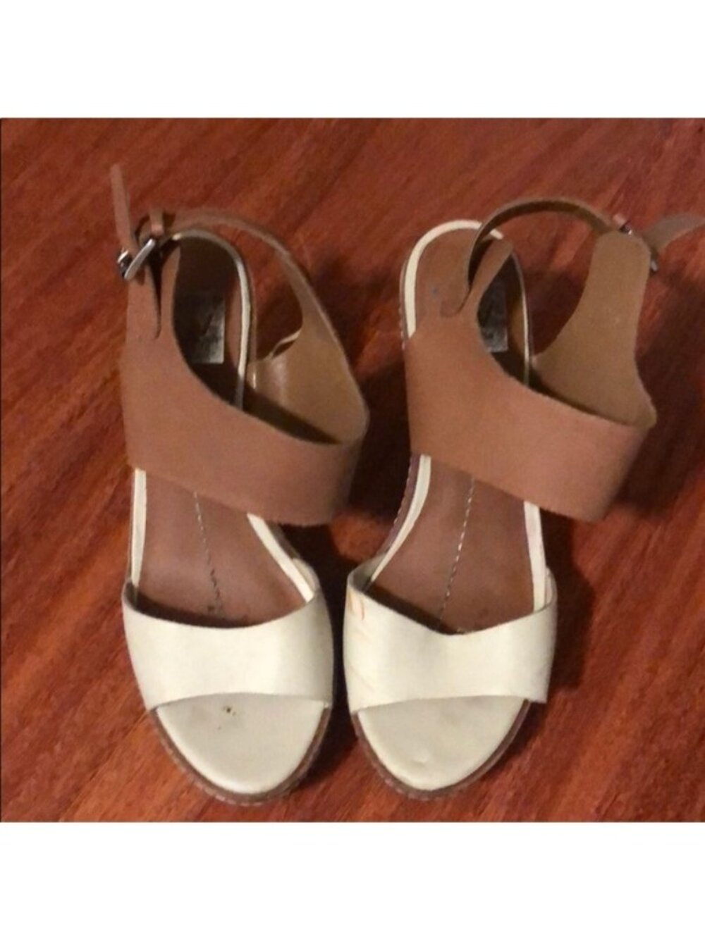 Beige and white dv wedges